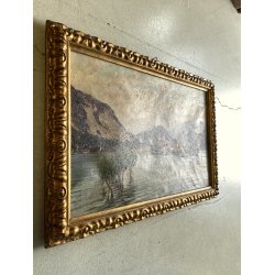 QUADRO DIPINTO olio ATTR. Fausto Zonaro PAESAGGIO Isola Bella LAGO MAGGIORE '800