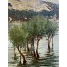 QUADRO DIPINTO olio ATTR. Fausto Zonaro PAESAGGIO Isola Bella LAGO MAGGIORE '800