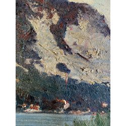 QUADRO DIPINTO olio ATTR. Fausto Zonaro PAESAGGIO Isola Bella LAGO MAGGIORE '800