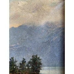 QUADRO DIPINTO olio ATTR. Fausto Zonaro PAESAGGIO Isola Bella LAGO MAGGIORE '800
