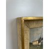 ANTICO QUADRO DIPINTO MONTAGNA OLIO SU TAVOLA EPOCA '900 BAITE SENTIERO CHIESA