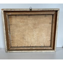 ANTICO QUADRO DIPINTO MONTAGNA OLIO SU TAVOLA EPOCA '900 BAITE SENTIERO CHIESA
