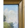 ANTICO QUADRO DIPINTO OLIO SU CARTONE 1948 PAESAGGIO NATURA BAITA CASOLARE PRATO