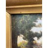 ANTICO QUADRO DIPINTO OLIO SU CARTONE 1948 PAESAGGIO NATURA BAITA CASOLARE PRATO