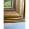 ANTICO QUADRO DIPINTO OLIO SU CARTONE 1948 PAESAGGIO NATURA BAITA CASOLARE PRATO