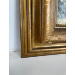 ANTICO QUADRO DIPINTO OLIO SU CARTONE 1948 PAESAGGIO NATURA BAITA CASOLARE PRATO