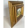 ANTICO QUADRO DIPINTO OLIO SU CARTONE 1948 PAESAGGIO NATURA BAITA CASOLARE PRATO