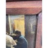 QUADRO DIPINTO OLIO SU TELA '900 SCENA LABORATORIO ARTIGIANO TESSILE FIRMATO