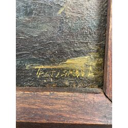 QUADRO DIPINTO OLIO SU TELA '900 SCENA LABORATORIO ARTIGIANO TESSILE FIRMATO