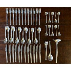 SET POSATE VINTAGE Sambonet 12 pers ACCIAIO INOX DESIGN MID-CENTURY-MODERN 49 pz