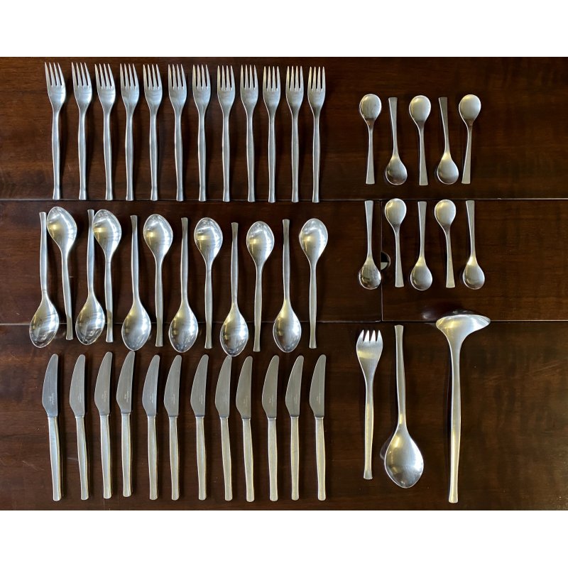 SET POSATE VINTAGE Sambonet 12 pers ACCIAIO INOX DESIGN MID-CENTURY-MODERN 49 pz