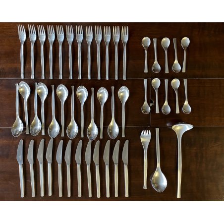 SET POSATE VINTAGE Sambonet 12 pers ACCIAIO INOX DESIGN MID-CENTURY-MODERN 49 pz