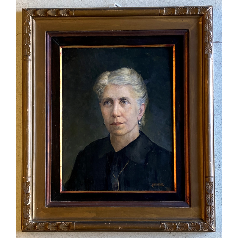 QUADRO OLIO Gigi Comolli  RITRATTO FEMMINILE ANZIANA SIGNORA GENTILDONNA XXsec.