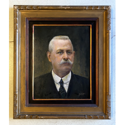 QUADRO OLIO Gigi Comolli  RITRATTO MASCHILE ANZIANO SIGNORE NOBILUOMO XXsec.