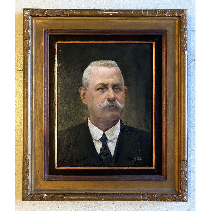 QUADRO OLIO Gigi Comolli  RITRATTO MASCHILE ANZIANO SIGNORE NOBILUOMO XXsec.