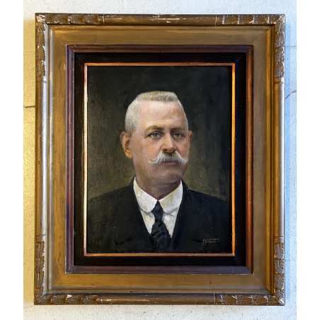 QUADRO OLIO Gigi Comolli  RITRATTO MASCHILE ANZIANO SIGNORE NOBILUOMO XXsec.