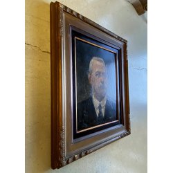 QUADRO OLIO Gigi Comolli  RITRATTO MASCHILE ANZIANO SIGNORE NOBILUOMO XXsec.