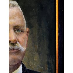 QUADRO OLIO Gigi Comolli  RITRATTO MASCHILE ANZIANO SIGNORE NOBILUOMO XXsec.