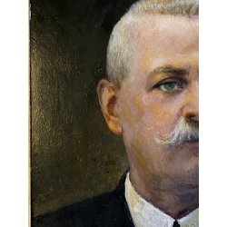 QUADRO OLIO Gigi Comolli  RITRATTO MASCHILE ANZIANO SIGNORE NOBILUOMO XXsec.