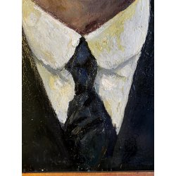 QUADRO OLIO Gigi Comolli  RITRATTO MASCHILE ANZIANO SIGNORE NOBILUOMO XXsec.