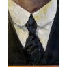 QUADRO OLIO Gigi Comolli  RITRATTO MASCHILE ANZIANO SIGNORE NOBILUOMO XXsec.