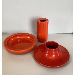 SET SCRIVANIA 3pz ROSSO DESIGN A. Pozzi PER CERAMICA FRANCO POZZI GALLARATE '60