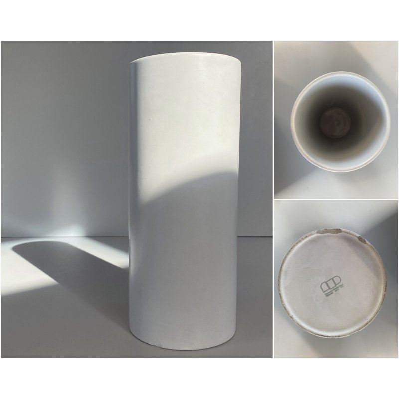 VASO CILINDRICO DESIGN CERAMICA BIANCA FRANCO POZZI GALLARATE '60 ø 10,5x25cm/h