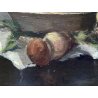COPPIA ANTICO DIPINTO OLIO TAVOLA Carlo Bini NATURA MORTA FUNGHI FRUTTA '800/900