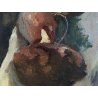 COPPIA ANTICO DIPINTO OLIO TAVOLA Carlo Bini NATURA MORTA FUNGHI FRUTTA '800/900