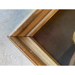 COPPIA ANTICO DIPINTO OLIO TAVOLA Carlo Bini NATURA MORTA FUNGHI FRUTTA '800/900