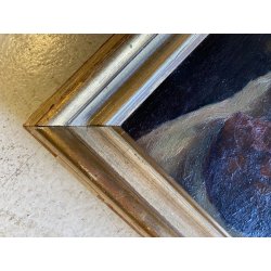 COPPIA ANTICO DIPINTO OLIO TAVOLA Carlo Bini NATURA MORTA FUNGHI FRUTTA '800/900