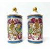 COPPIA VASO BARATTOLO SEVRES PORCELLANA DIPINTA CERAMICA CON COPERCHIO FIRMATO