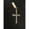 CIONDOLO CROCE CROCEFISSO ARGENTO 925 PIETRE COLOR SMERALDO RUBINO RELIGIOSO '66