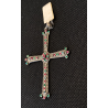 CIONDOLO CROCE CROCEFISSO ARGENTO 925 PIETRE COLOR SMERALDO RUBINO RELIGIOSO '66