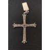 CIONDOLO CROCE CROCEFISSO ARGENTO 925 PIETRE COLOR SMERALDO RUBINO RELIGIOSO '66