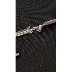 CIONDOLO CROCE CROCEFISSO ARGENTO 925 PIETRE COLOR SMERALDO RUBINO RELIGIOSO '66