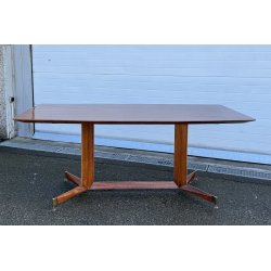 TAVOLO DESIGN PALISSANDRO MOBILI PERMANENTE CANTÙ ITALIA ANNI 60 VINTAGE OTTONE