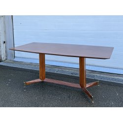 TAVOLO DESIGN PALISSANDRO MOBILI PERMANENTE CANTÙ ITALIA ANNI 60 VINTAGE OTTONE