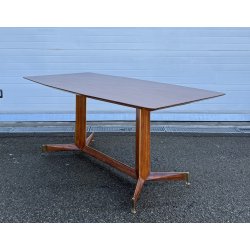 TAVOLO DESIGN PALISSANDRO MOBILI PERMANENTE CANTÙ ITALIA ANNI 60 VINTAGE OTTONE
