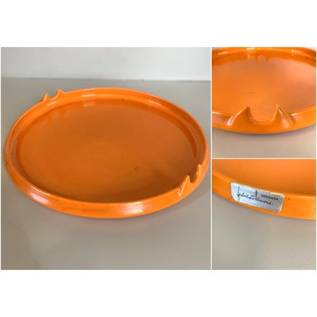 VASSOIO ROTONDO CERAMICA Casarte DESIGN Federico Simone SMALTO ARANCIONE '70