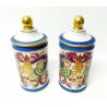 COPPIA VASO BARATTOLO SEVRES PORCELLANA DIPINTA CERAMICA CON COPERCHIO FIRMATO