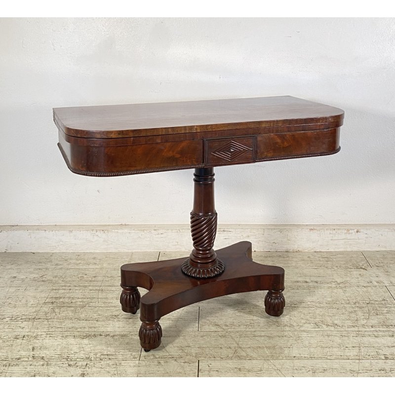 CONSOLLE TAVOLO LIBRO LEGNO MOGANO REGENCY 1800 INGLESE TAVOLINO GIOCO TABLE OLD