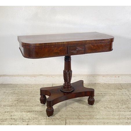 CONSOLLE TAVOLO LIBRO LEGNO MOGANO REGENCY 1800 INGLESE TAVOLINO GIOCO TABLE OLD