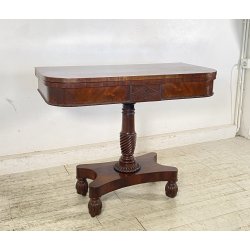 CONSOLLE TAVOLO LIBRO LEGNO MOGANO REGENCY 1800 INGLESE TAVOLINO GIOCO TABLE OLD