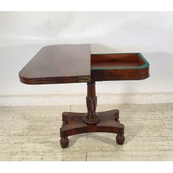 CONSOLLE TAVOLO LIBRO LEGNO MOGANO REGENCY 1800 INGLESE TAVOLINO GIOCO TABLE OLD