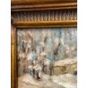 ANTICO QUADRO DIPINTO OLIO TAVOLA G. Viganò PAESAGGIO INVERNALE NEVICATA '900