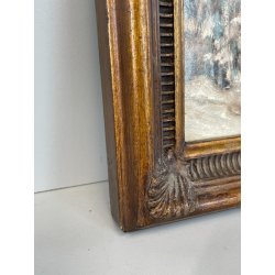 ANTICO QUADRO DIPINTO OLIO TAVOLA G. Viganò PAESAGGIO INVERNALE NEVICATA '900
