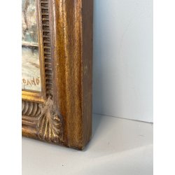 ANTICO QUADRO DIPINTO OLIO TAVOLA G. Viganò PAESAGGIO INVERNALE NEVICATA '900