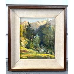 ANTICO QUADRO DIPINTO OLIO SU TAVOLA TULLIO GIOVENZANI VAL VIGEZZO EPOCA '900