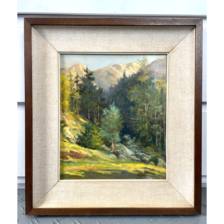 ANTICO QUADRO DIPINTO OLIO SU TAVOLA TULLIO GIOVENZANI VAL VIGEZZO EPOCA '900